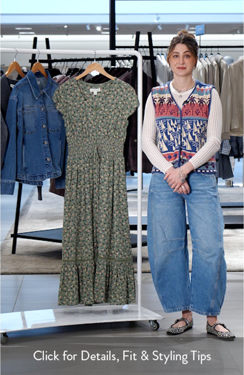 Print Smocked Waist Ruffle Hem Maxi Dress, sales video thumbnail