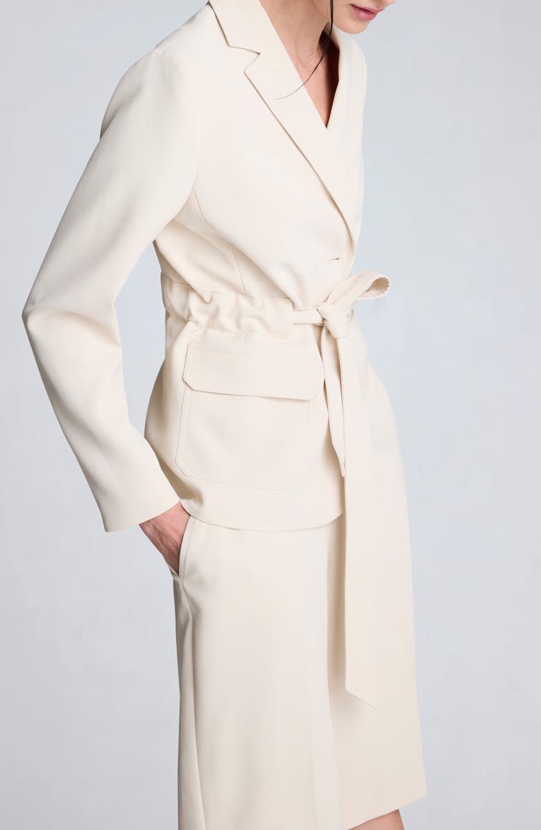 Kenneth Cole Vision Belted Stretch Twill Jacket, Alternate, color, Oyster