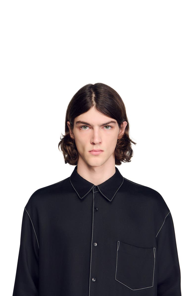 SANDRO Loose-fit shirt, Alternate, color, Black