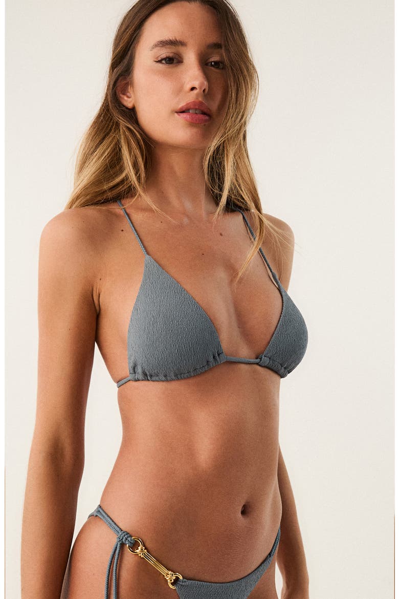 Nika T-Back Triangle Bikini Top, Alternate, color, GREY