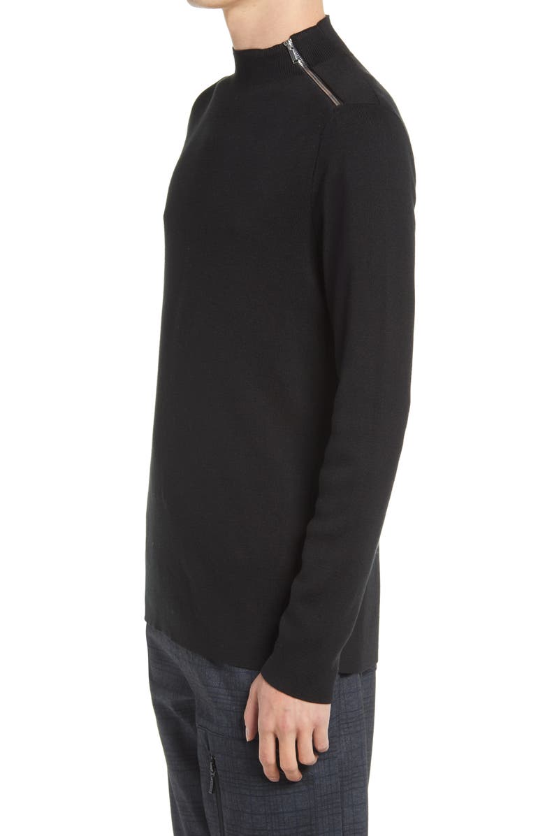 KARL LAGERFELD PARIS Mock Neck Shoulder Zip Sweater, Alternate, color, 