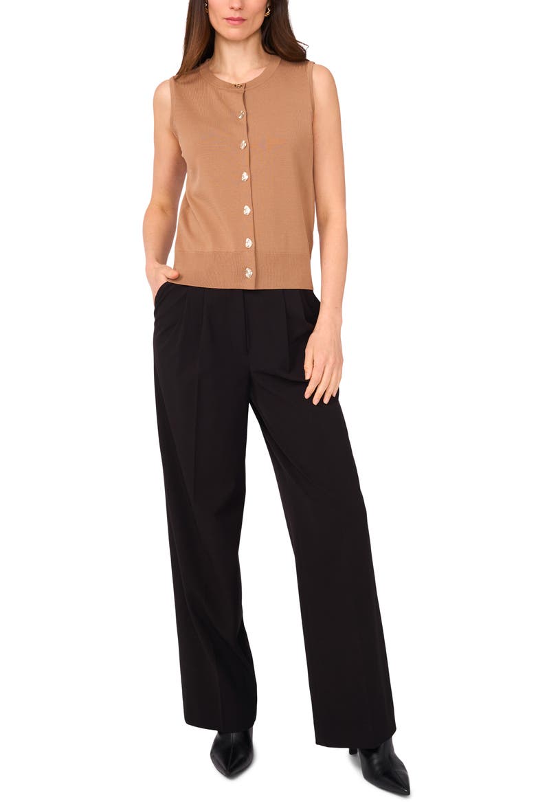 Crewneck Button-Up Sweater Vest, Alternate, color, MILK CHOCOLATE