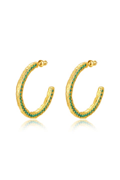 Cubic Zirconia Molten C Hoop Earrings