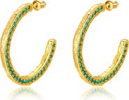 Classicharms Cubic Zirconia Molten C Hoop Earrings