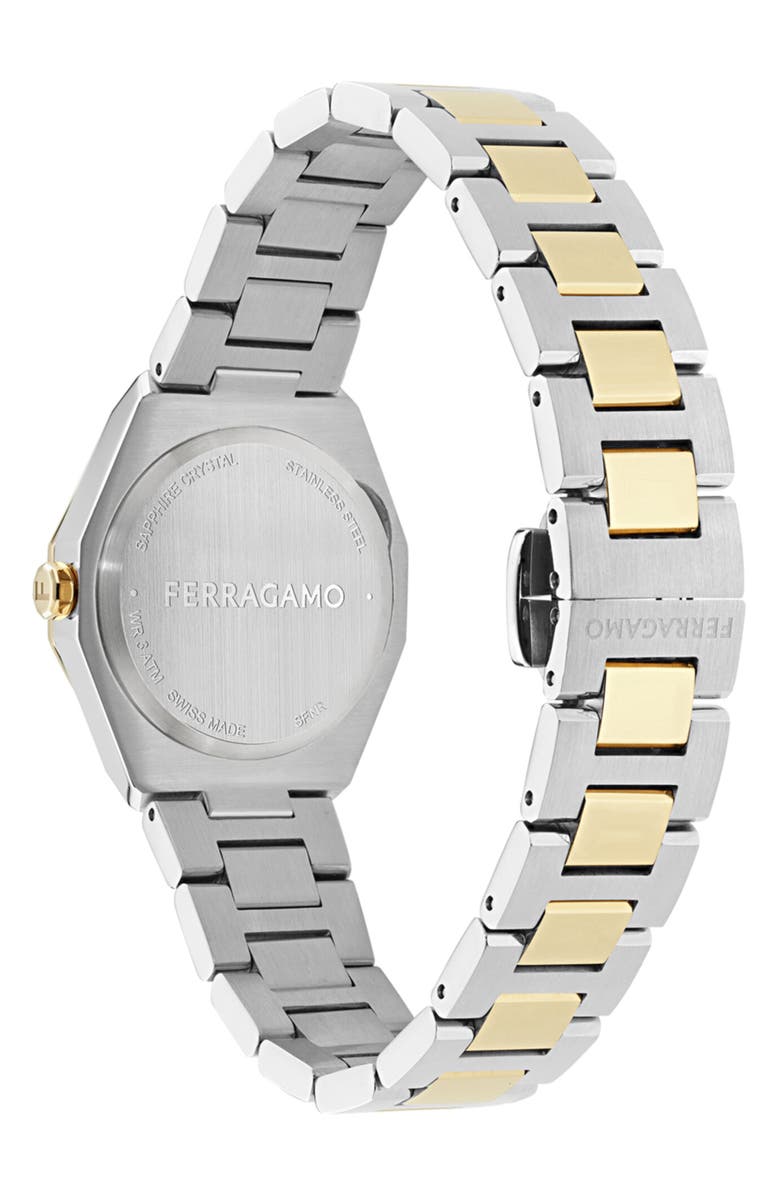 FERRAGAMO Edge Bracelet Watch, 28mm, Alternate, color, Two Tone