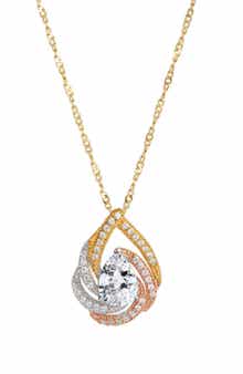 SAVVY CIE JEWELS Tri-Tone 18K Gold Plated Sterling Silver Cubic Zirconia Pendant Necklace