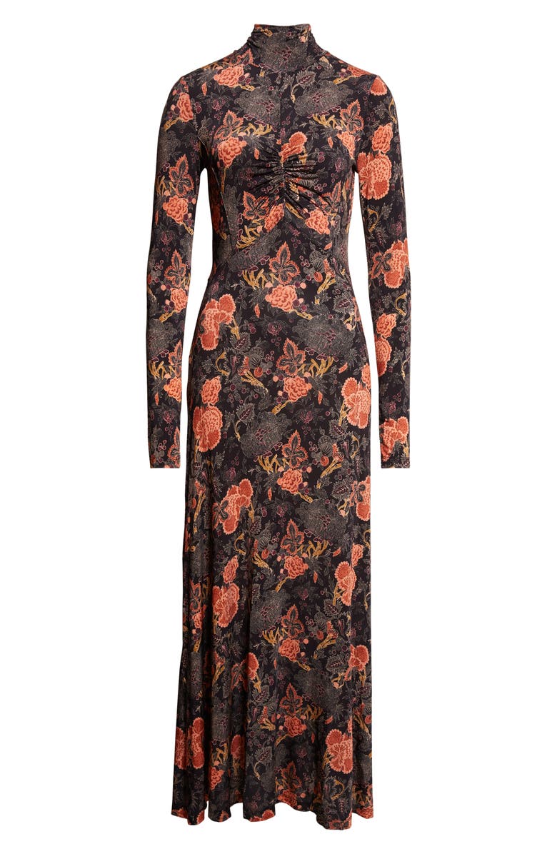 Ulla Johnson Koa Allover Print Long Sleeve Jersey Dress, Alternate, color, Night Lily