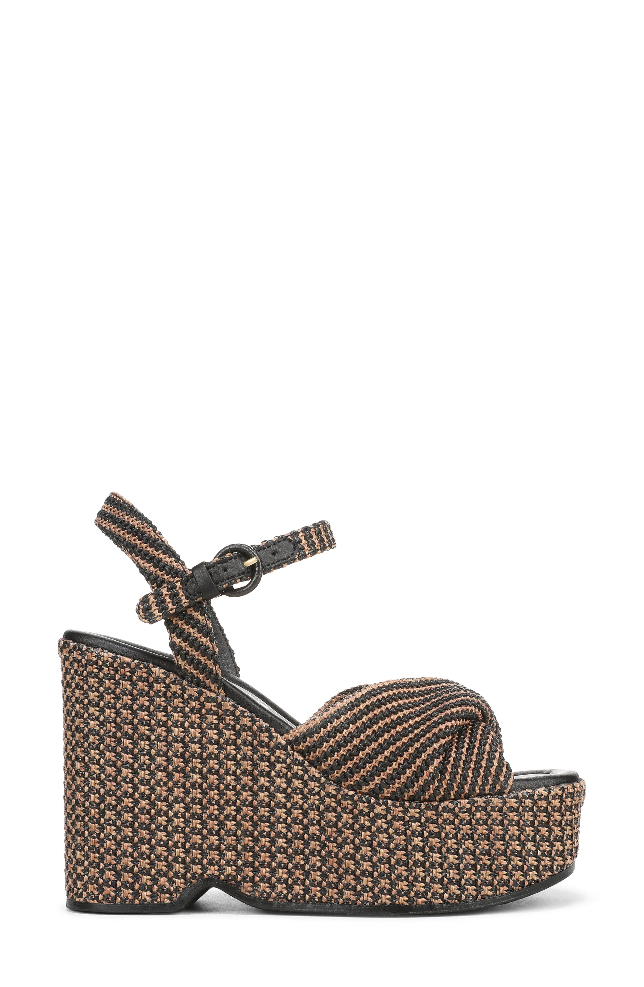 Circus NY by Sam Edelman Joanne Ankle Strap Platform Wedge Sandal, Alternate, color, Black/ Rich Cognac