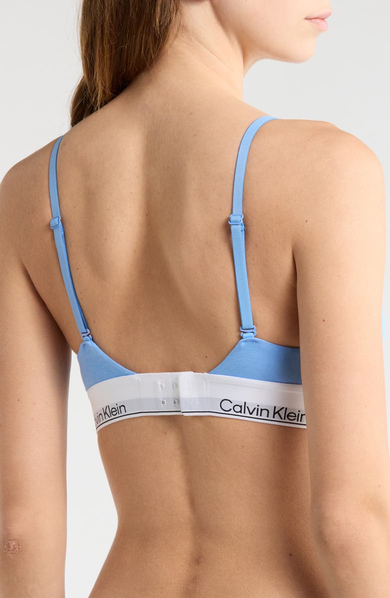 Calvin Klein Lightly Lined Racerback Bralette, Alternate, color, Blue Descent