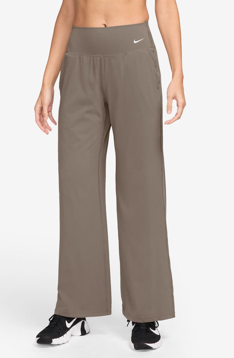 Nike Zenvy Dri-FIT High Waist Wide Leg Pants, Main, color, 233 Mink Brown/White