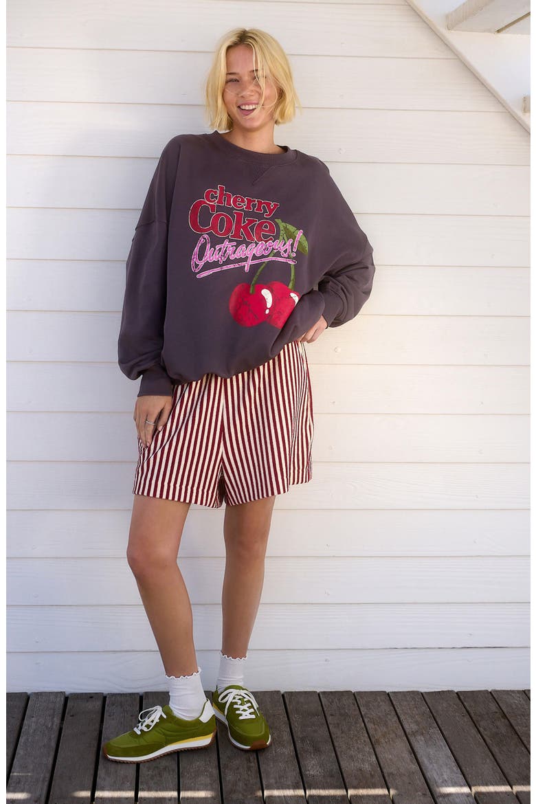 Stripe French Terry Shorts, Alternate, color, RED