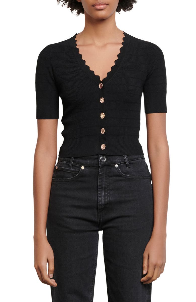 SANDRO Scalloped Sweater, Main, color,