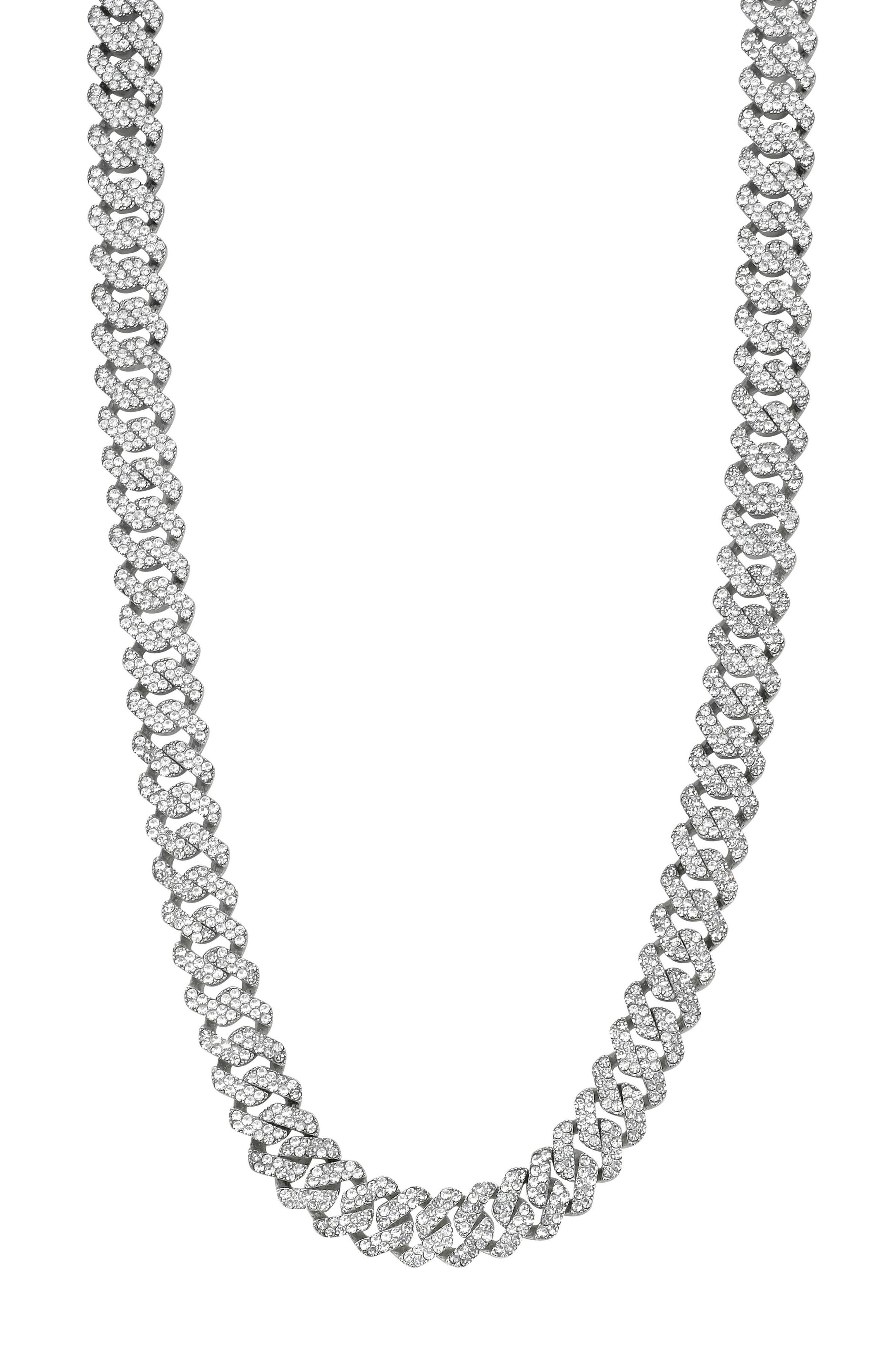 Adornia Men's Pavé Cubic Zirconia 10mm Curb Chain Necklace