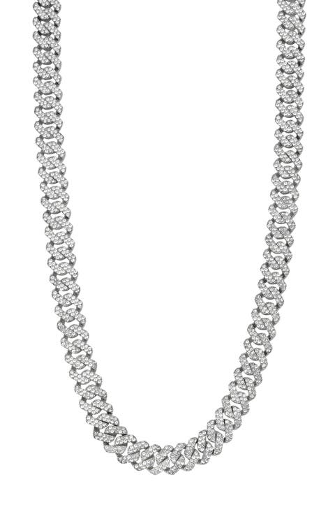 Men's Pavé Cubic Zirconia 10mm Curb Chain Necklace