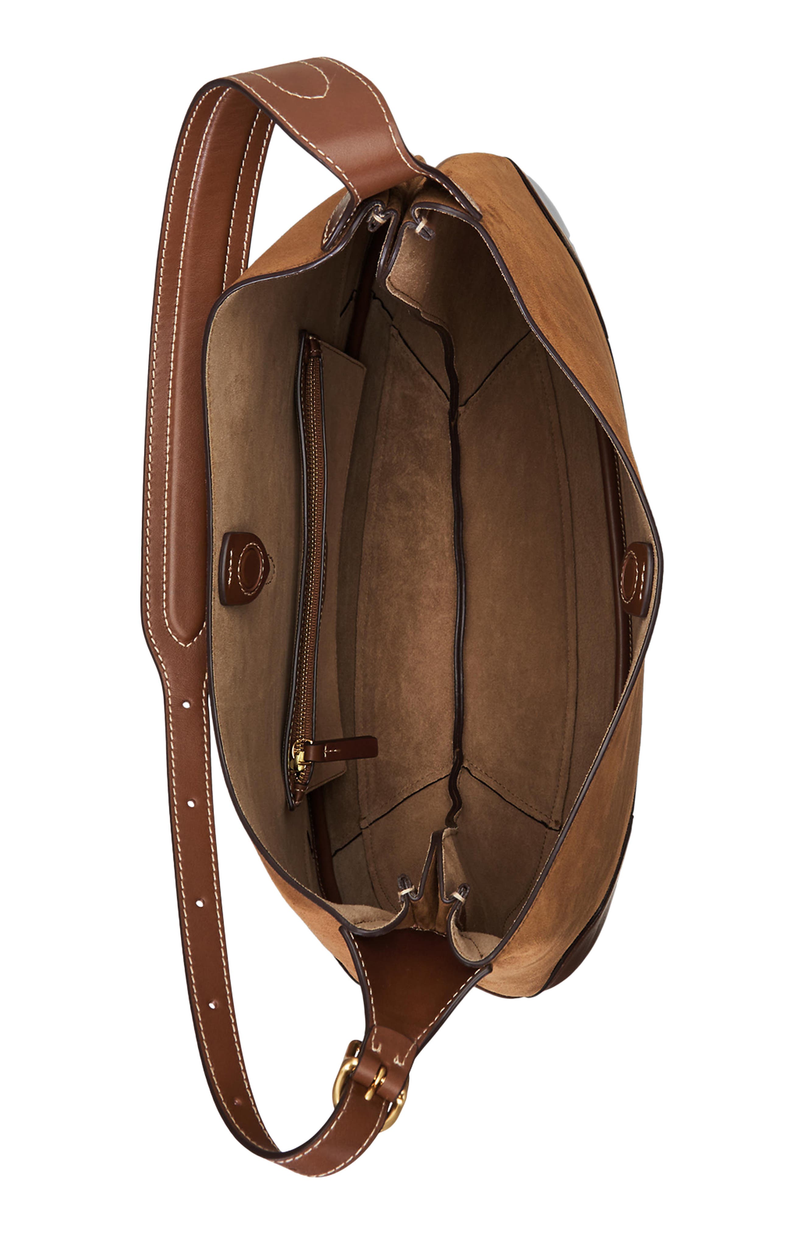 Polo ID Suede & Leather Shoulder Bag, Alternate, color, CINNAMON/ CUOIO