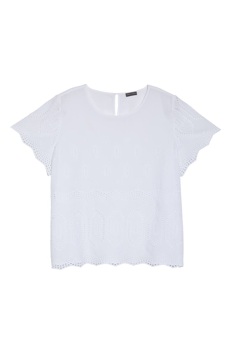 Vince Camuto Scallop Eyelet Blouse, Alternate, color,