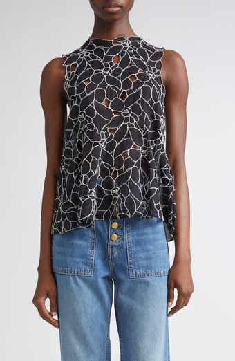 Ulla Johnson Ali Embroidered Cutout Sleeveless Top
