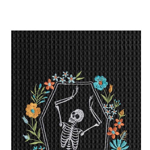 C & F Home C&f Home Halloween Dance Black Cotton Waffle Weave Dishtowel In Black