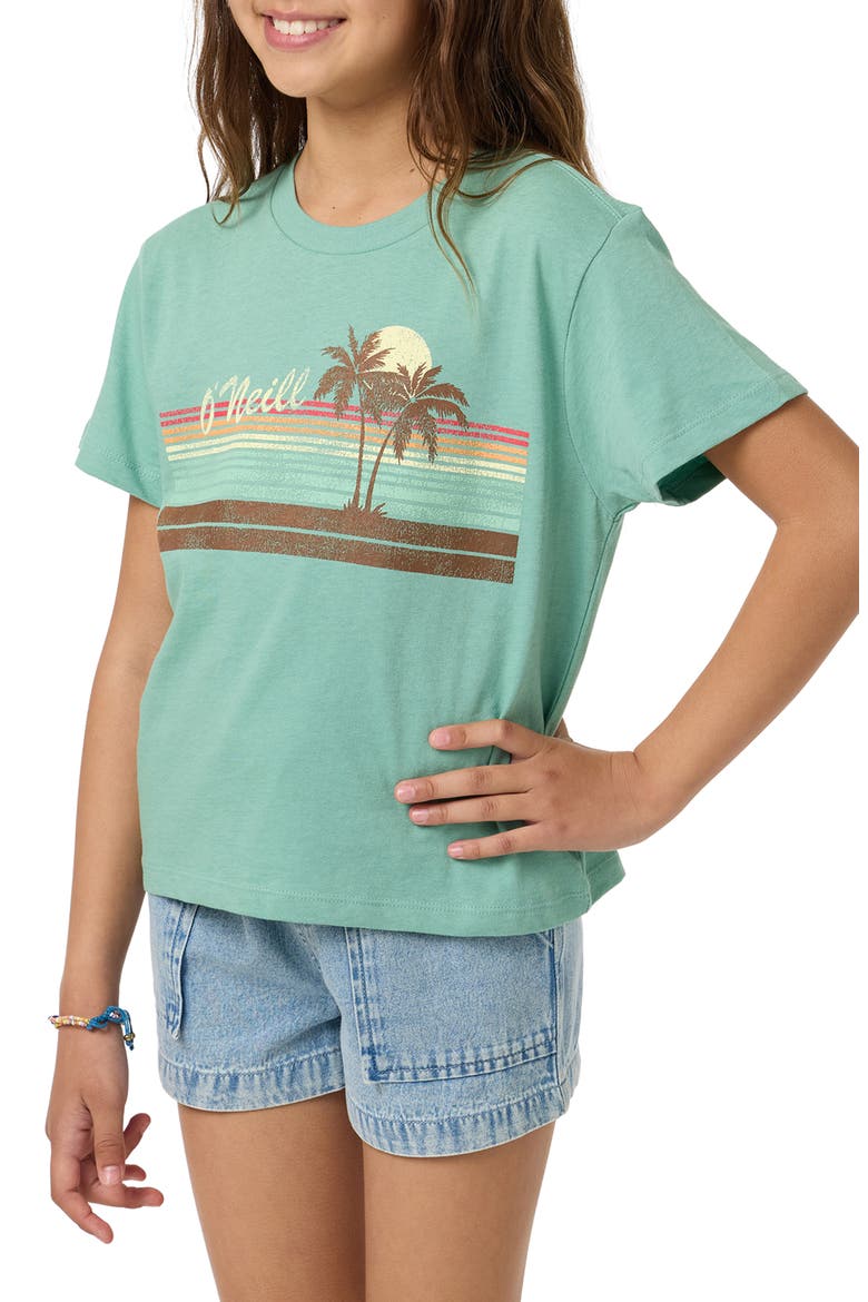 Kids' Retro Stripe Cotton Graphic Skimmer T-Shirt, Alternate, color, GREEN