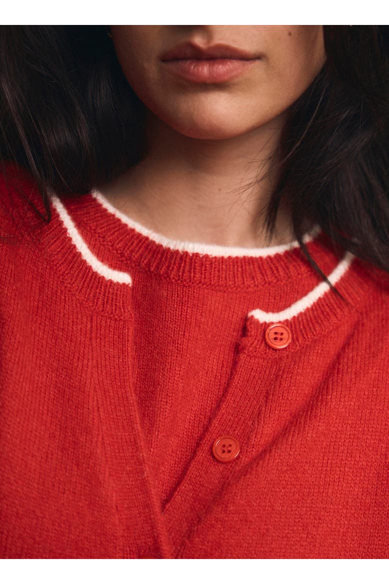 Layered Tipped Knit Cardigan, Alternate, color, Red