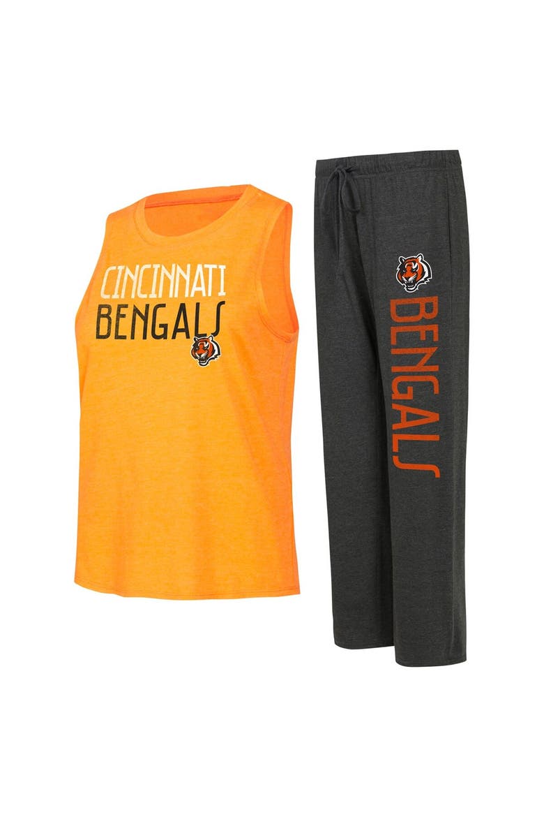 Women's Concepts Sport Black/Orange Cincinnati Bengals Muscle Tank Top & Pants Lounge Set, Alternate, color, Black