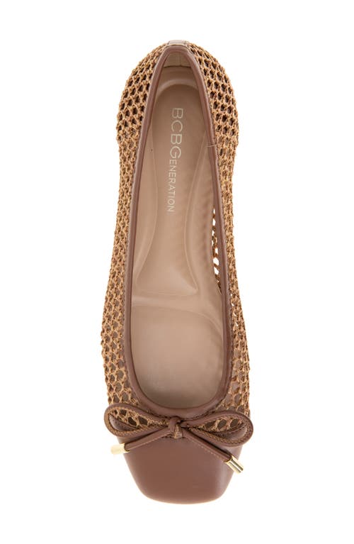 Bcbg Hartly Cap Toe Ballet Flat In Coffee Raffia