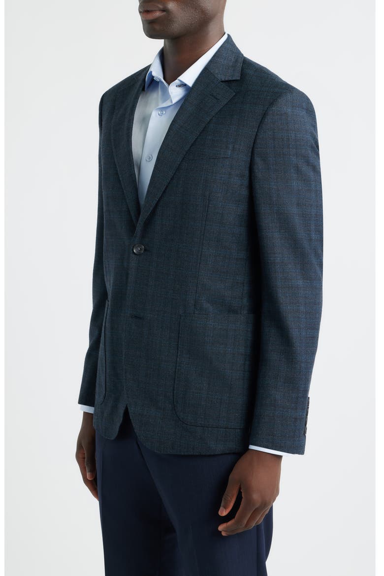 Dark Teal Plaid Virgin Wool Sport Coat, Alternate, color, TEAL PLAID HORIZON