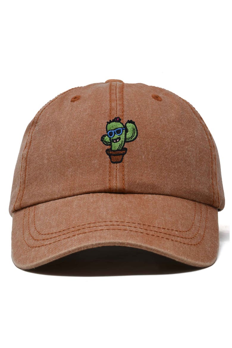 Cactus Embroidered Casual Cap, Main, color, Washed Orange