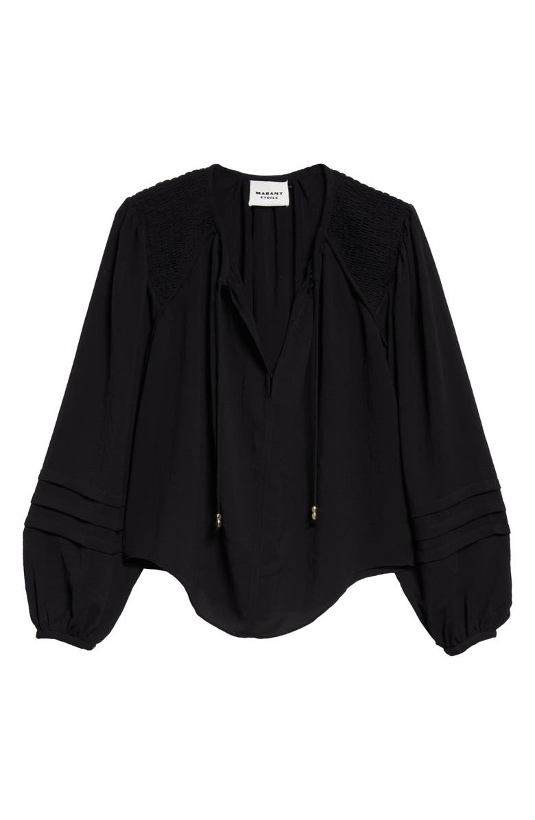 Isabel Marant Étoile Lamaya Smocked Shoulder Top, Alternate, color, Black