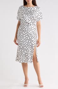 Renee C Polka Dot Satin Midi Dress