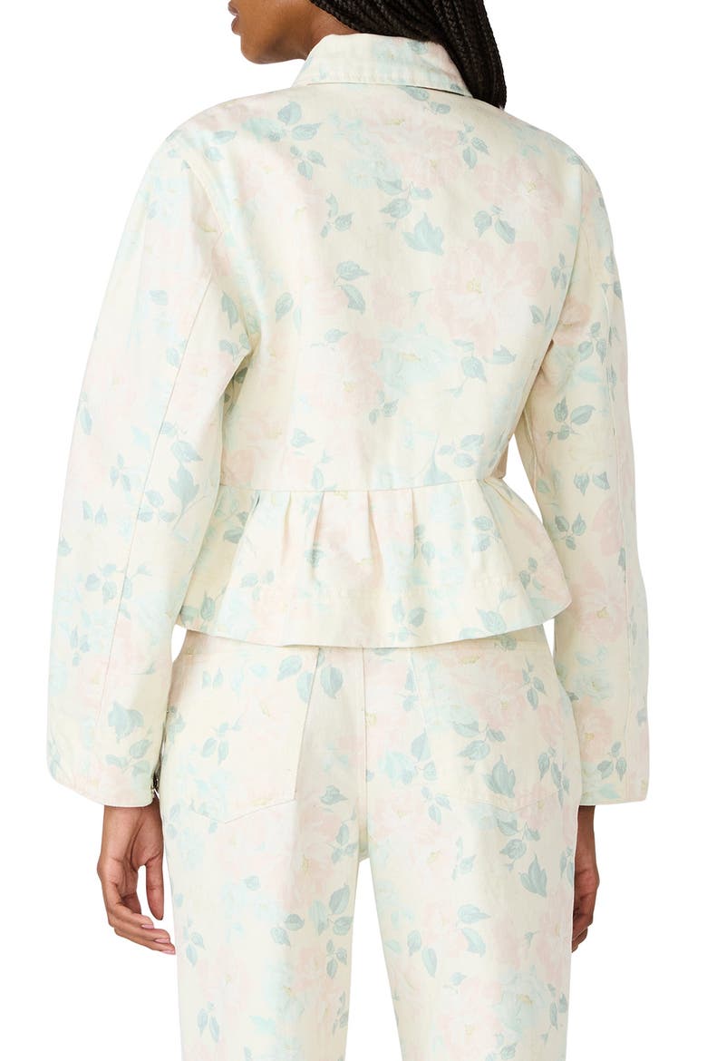 Sloan Peplum Denim Jacket, Alternate, color, PEACH BEIGE