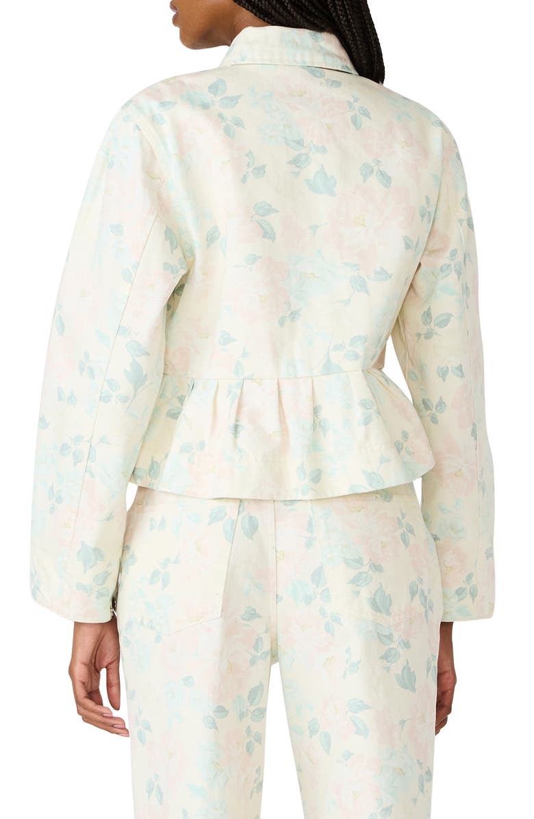 Steve Madden Sloan Peplum Denim Jacket, Alternate, color, Peach Beige