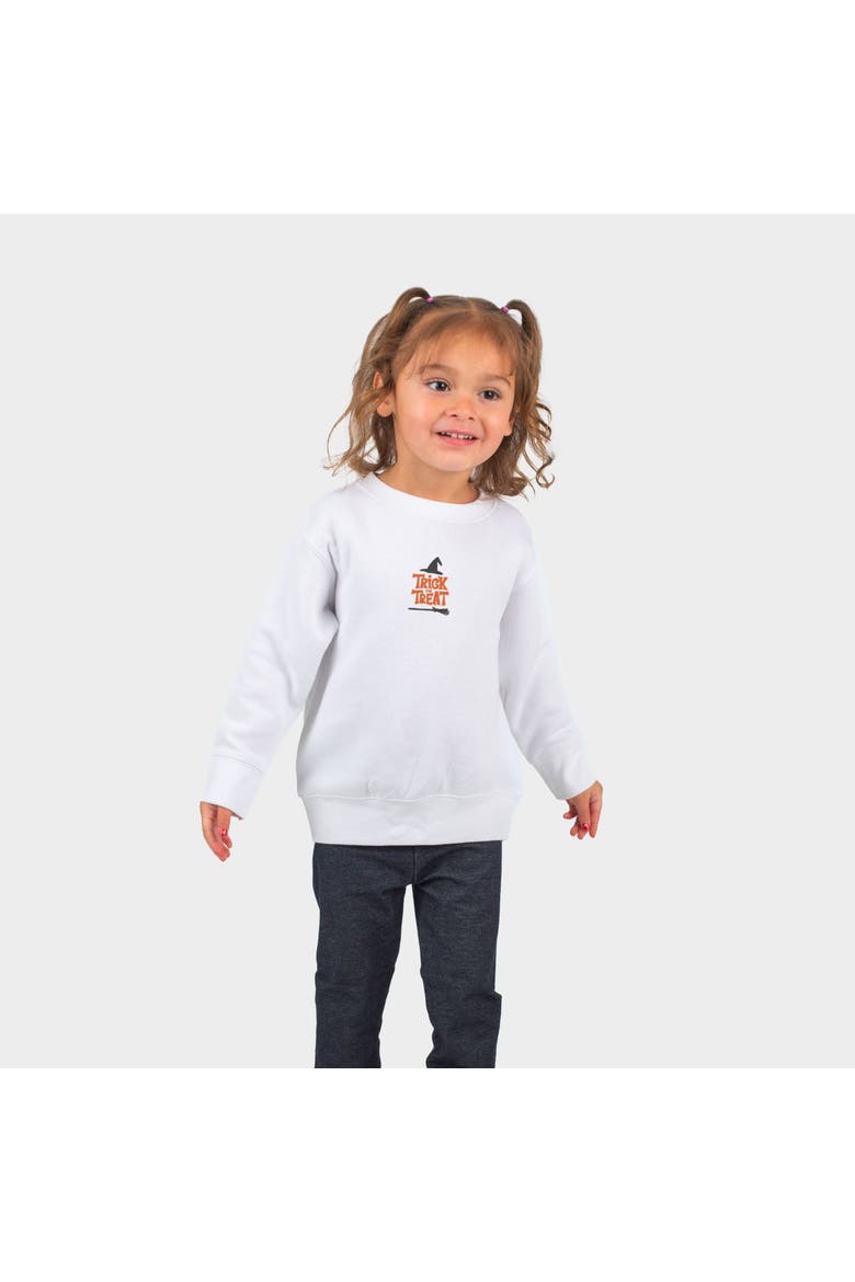 Embroidered Broom Trick or Treat Toddler Graphic Sweatshirt, Main, color, White