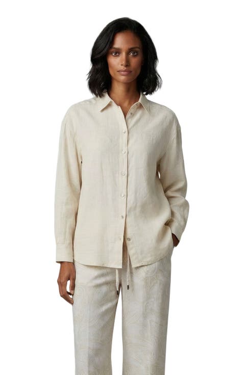 Womens Long Sleeve Linen Shirt