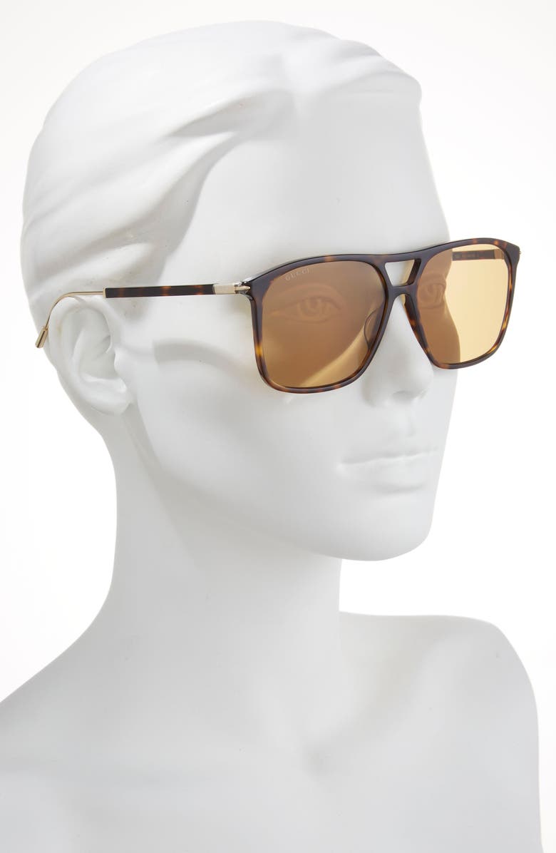 Gucci 60mm Aviator Sunglasses, Alternate, color,