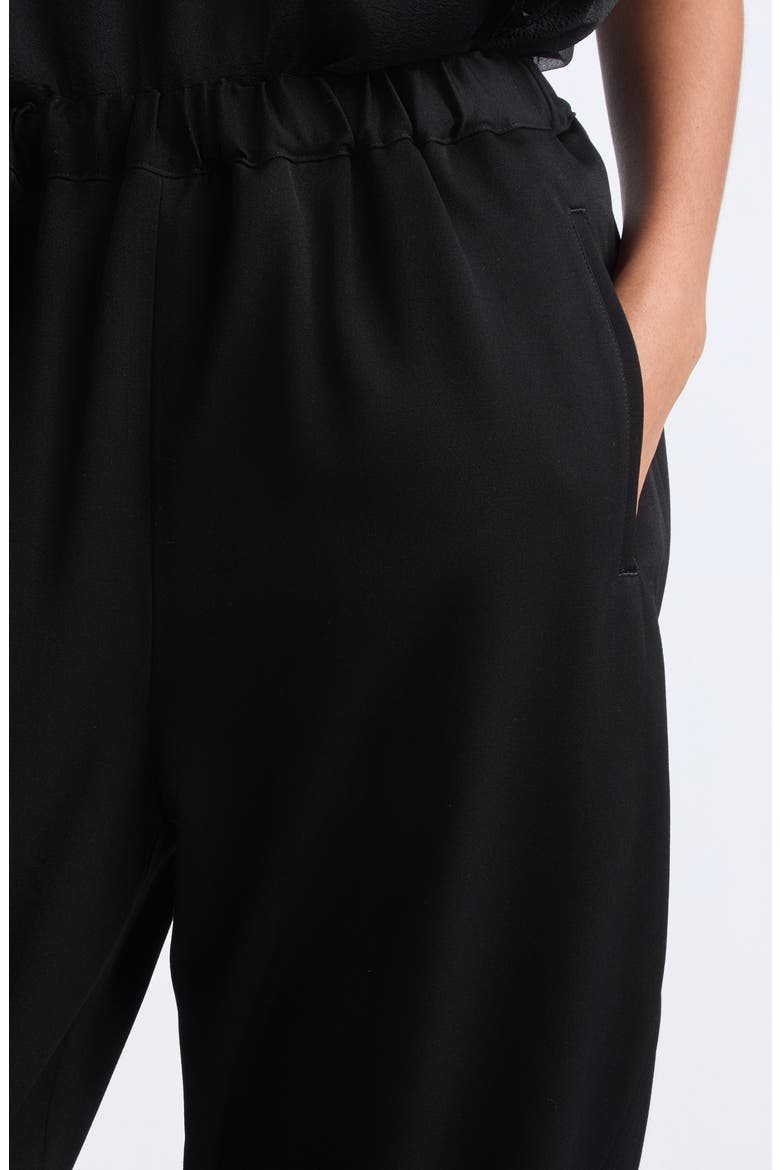 Wool Doeskin Elastic Waist Crop Pants, Alternate, color, BLACK