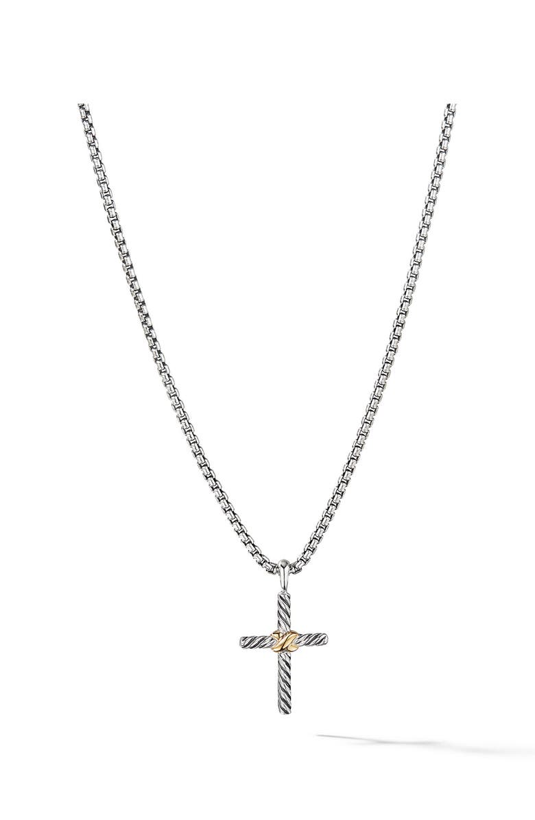 David Yurman X-Cross Pendant Necklace in Sterling Silver with 14K Yellow Gold, Main, color, Silver/Gold