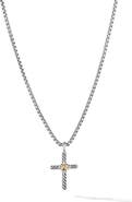 David Yurman X-Cross Pendant Necklace in Sterling Silver with 14K Yellow Gold