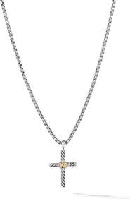 David Yurman X-Cross Pendant Necklace in Sterling Silver with 14K Yellow Gold