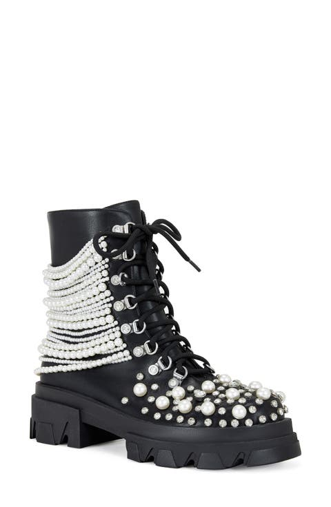 Twinkley Embellished Combat Boot (Women)