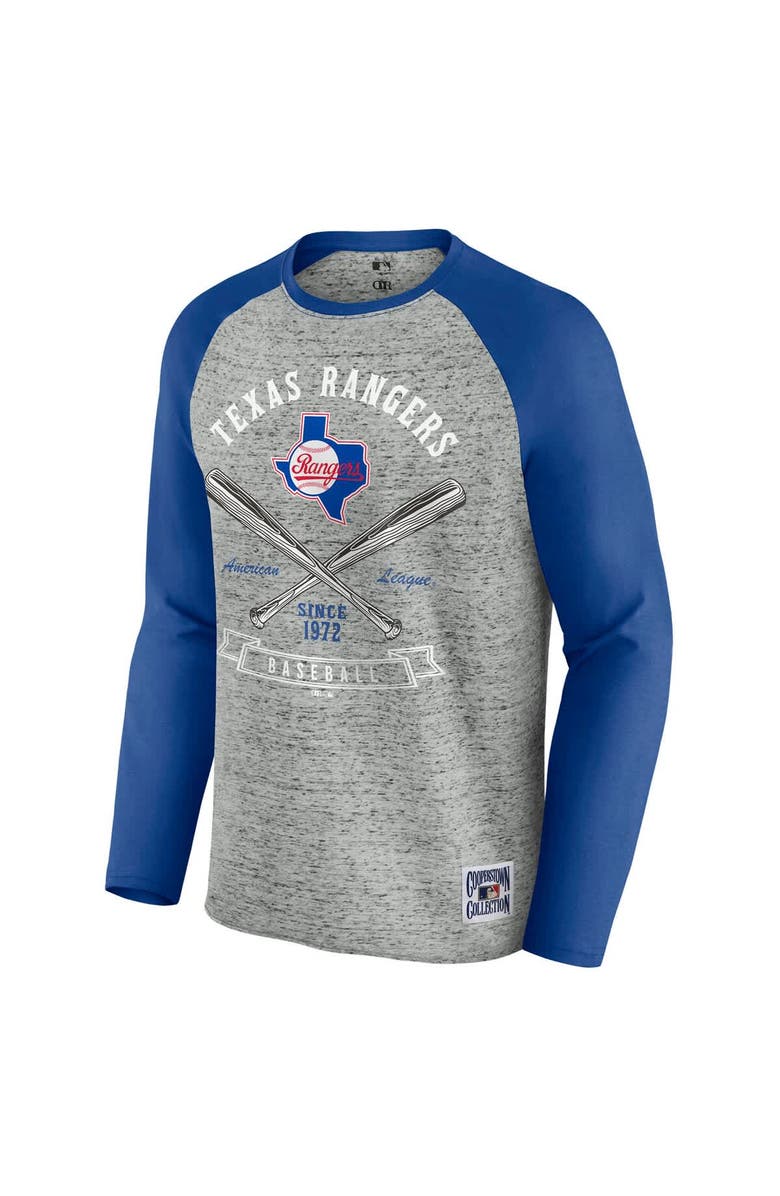Darius Rucker Collection by Fanatics Men's Darius Rucker Collection by Fanatics  Heather Gray Texas Rangers Raw Edge Raglan Long Sleeve Baseball T-Shirt, Alternate, color, Heather Gray