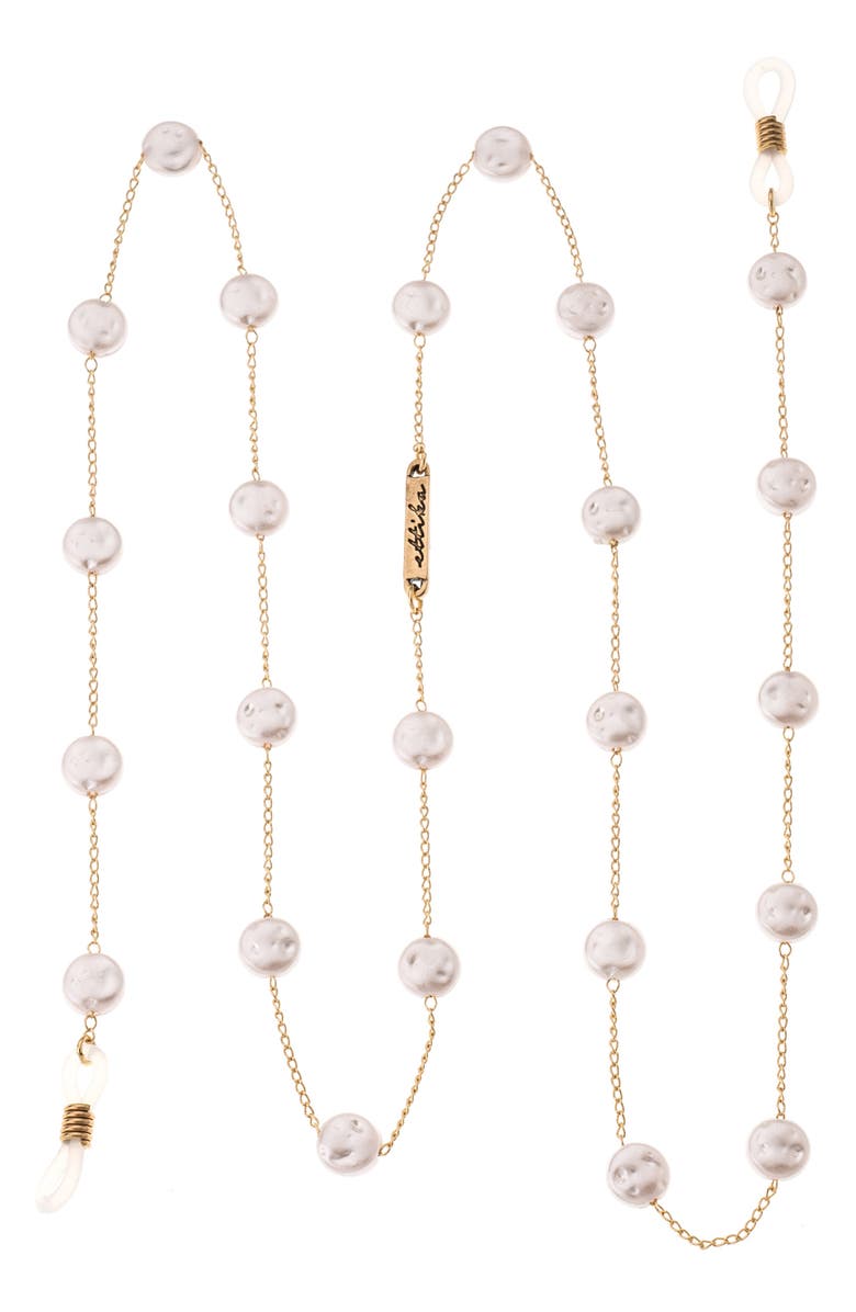 Ettika Imitation Pearl Eyeglass Chain, Main, color, 