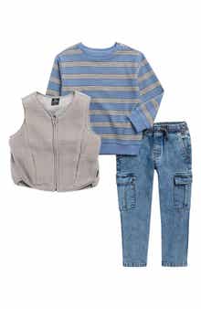Volcom Kids' Fleece Vest, T-Shirt & Denim Joggers Set