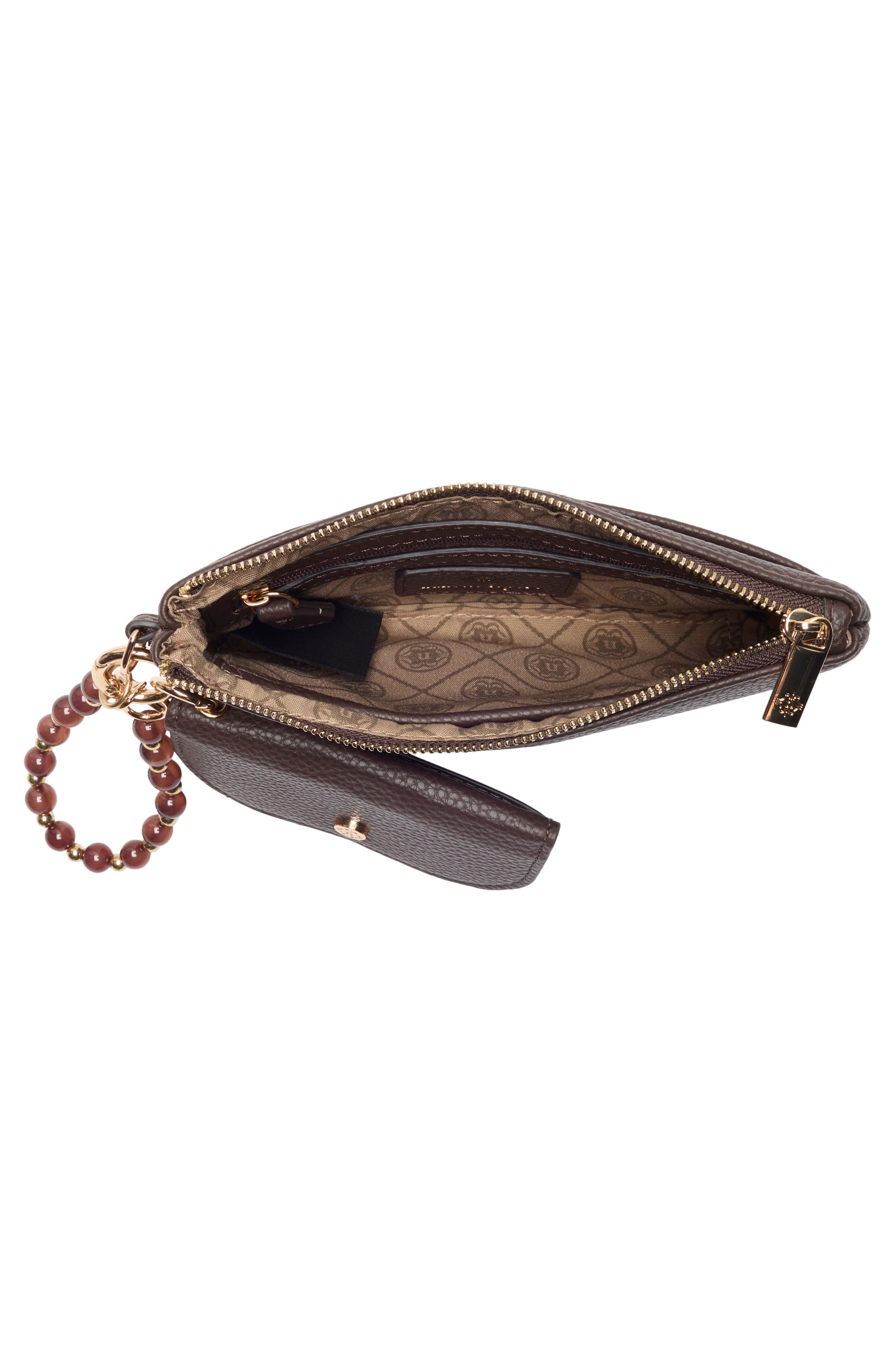 Nanette Lepore Faux Leather Wristlet with Pouch, Alternate, color, Maple