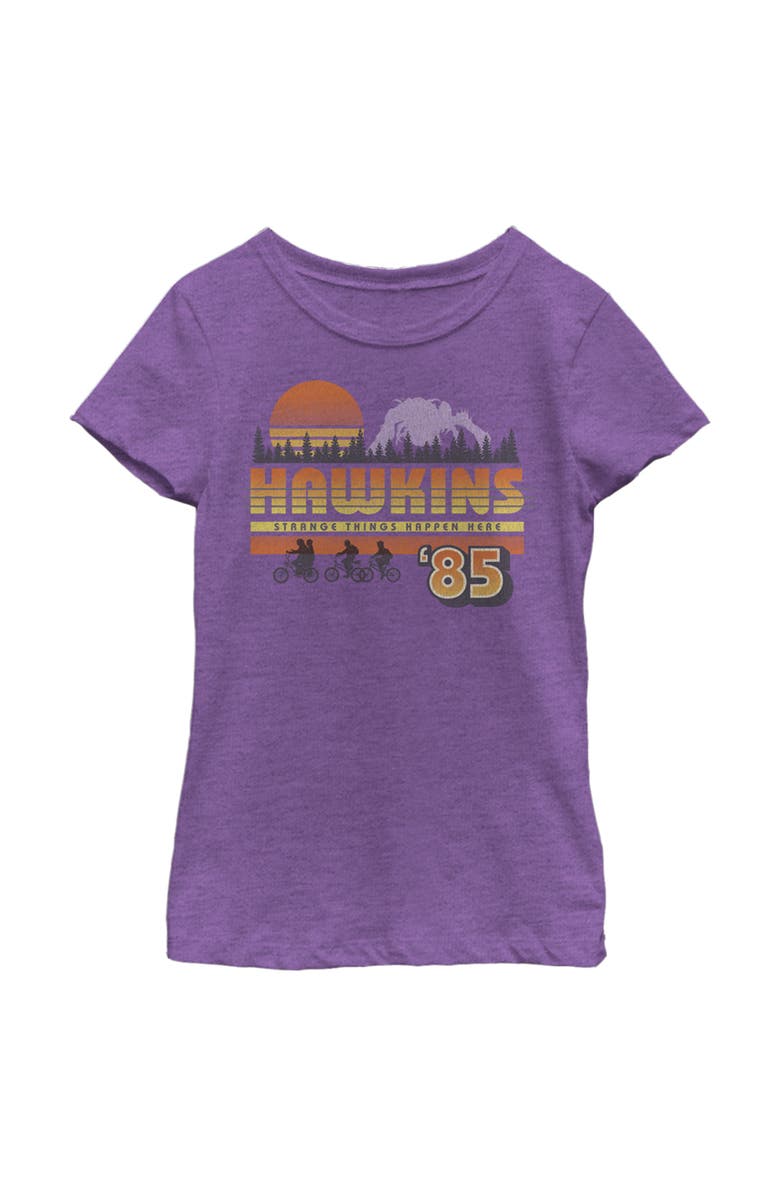 Stranger Things Girl's Stranger Things Retro Hawkins Bikers Graphic T-Shirt, Main, color, Purple Berry