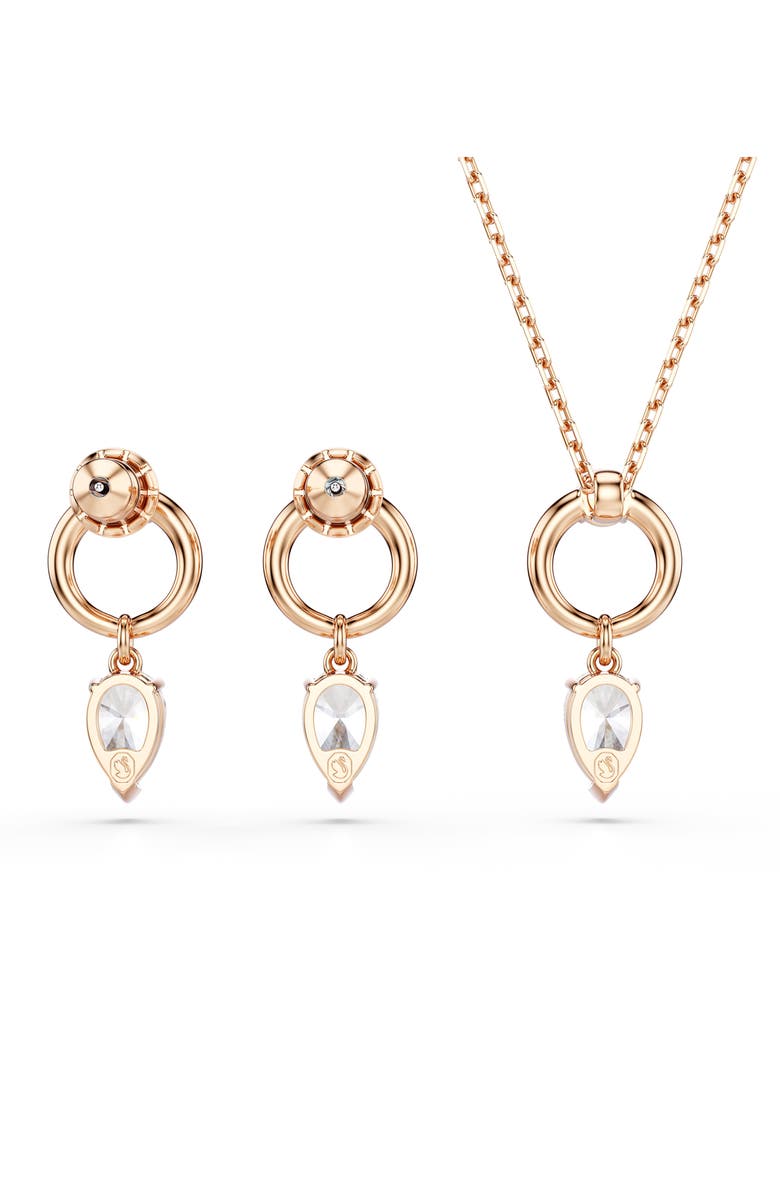 Swarovski Mesmera Drop Earrings & Pendant Necklace Set, Alternate, color, Rose Gold/ White