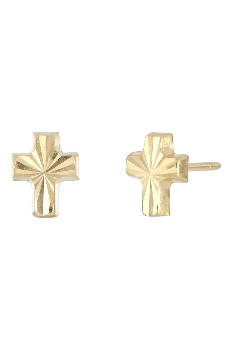 14K Gold Textured Cross Stud Earrings (Nordstrom Exclusive), Main, color, 14K YELLOW GOLD