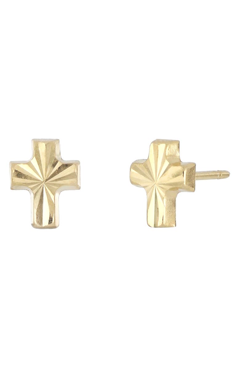 Bony Levy 14K Gold Textured Cross Stud Earrings, Main, color,