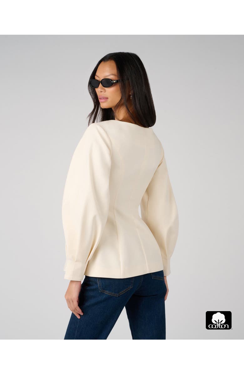 WeWoreWhat Cocoon Sleeve Peplum Blazer, Alternate, color, Ivory