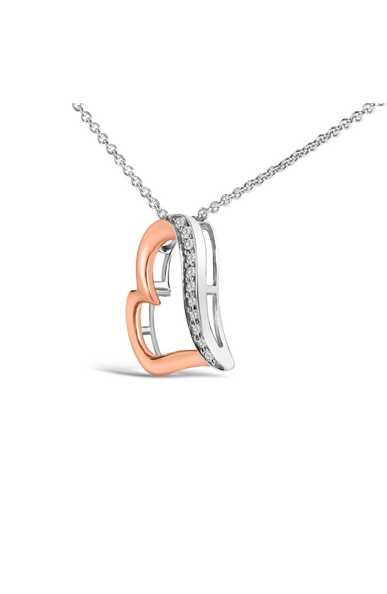 Haus of Brilliance 14K Rose Gold Plated Sterling Silver 1/10 Cttw Diamond Open Heart Pendant Necklace, Alternate, color, White Gold Over Silver